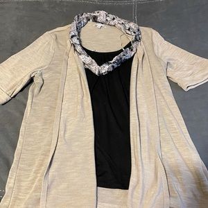 Layered look dress shirt with scarf